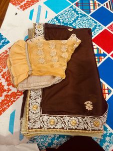 Elegant saree with bouquet style blouse