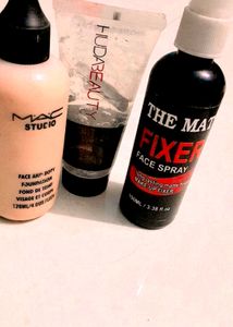 Makeup Combo Of Mac Foundation , Huda Beauty Primer, Makeup Fixer