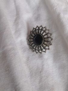 Vintage Style Brooch - Black Stone Center