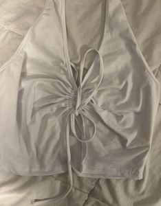 White Rutched Halter Top