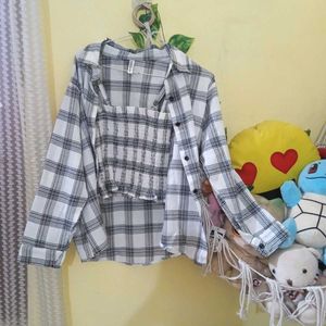 Checked Top &amp; Shirt Set