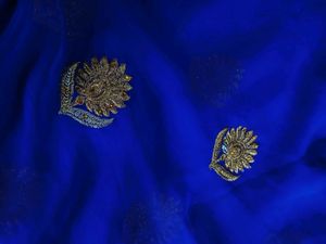 Elegant Blue Embroidered Saree