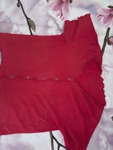 Red Ribbed Top
