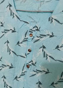 Blue Leaf Print Kurti ✨