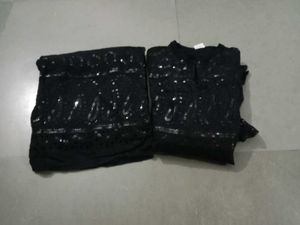 Elegant Black Embellished Pant Suit