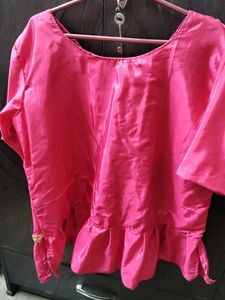 Pink Ruffle Trim Top