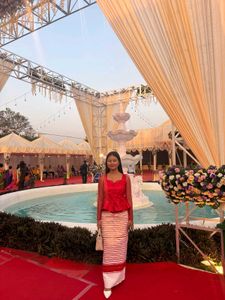 Red Blouse with Net Sleeves