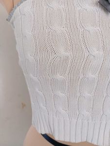White Knit Cami with Bow Detail