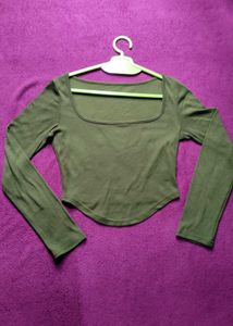 Olive Green Long Sleeve Top