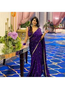 Elegant Purple Saree with Embellishments