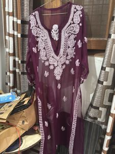 Purple Chikankari Kurti