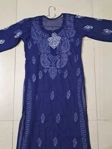 Elegant Navy Blue Chikankari Kurti