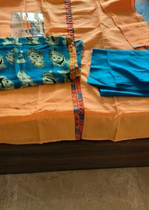 Semi Stitched Chanderi Suit