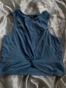 Blue Sleeveless Crop Top