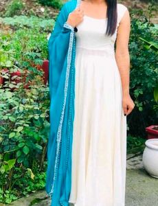 Elegant White Anarkali Kurta Set