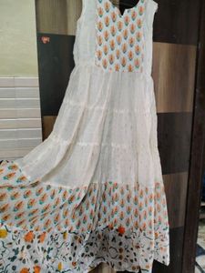Tiered White Print Dress