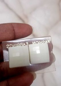 Square White Fashion Earrings