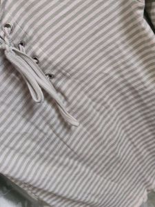 Striped Lace-Up Top