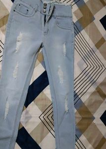 Light Wash Distressed High-Waisted Jeans
