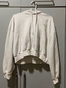 White Cropped Hoodie