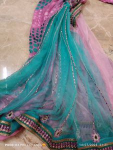 1 Minute Saree Elegant Pink &amp; Blue Sare
