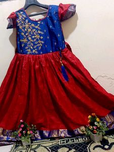 Red & Blue Embroidered Dress