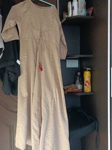 Gold And Nude Anarkali Without Bottom