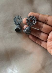 Oxidised Silver Jhumki