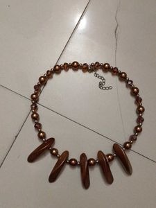 Brown Beaded Statement Necklace