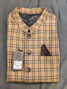 XXL - Brown Chequered Nehru Jacket
