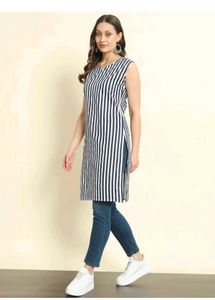 ​💙 Effortless Chic: The Blue Printed Straight Kur