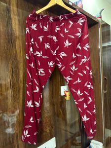 Red Leaf Print Co-ord Set - Tunic &amp; Pants