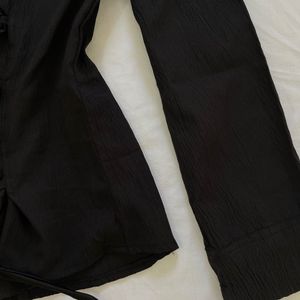 Black Corset Lace Up Y2K Fitted Shirt