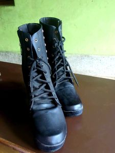 Black Wedge Heel Boots
