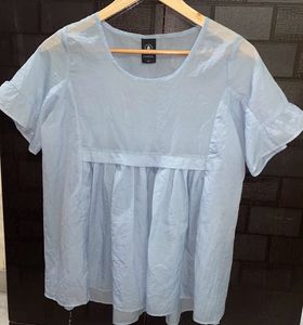 Sheer Umbrella Top- Greyish Blue