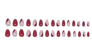 Burgundy Swirl Press-On Nails