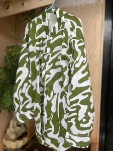 Green and White Patterned Shirt