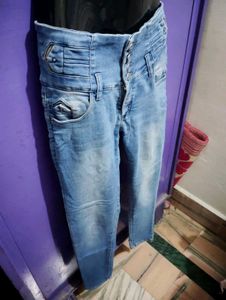 High Waisted Button Jeans
