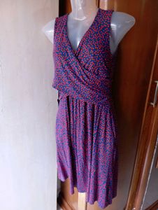 Blue &amp; Red Polka Dot Dress