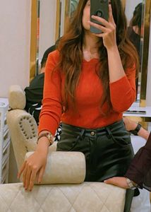 Orange Ribbed Top