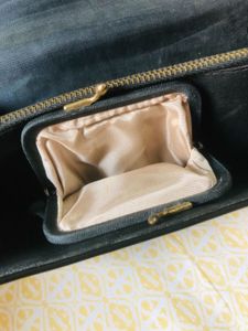 Chic Black Clutch with coin pouch Attached