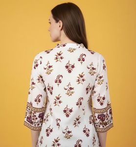 Floral Print White Kurta
