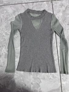 ELLE Gray Knit Top