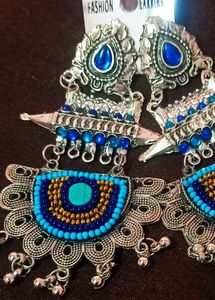 Long Oxidized Earring