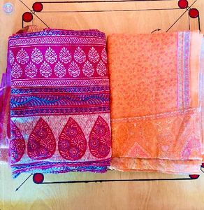 2 Designer Cotton Sarees Combo