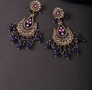 Elegant Blue Kunda Earrings set  Bye1 Get1