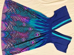 Korean Peacock Print Bohemian Dress