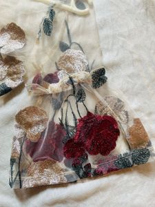 Champagne Coloured Floral Embroidered Sheer Top