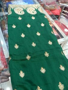 Elegant Green &amp; Gold Embroidered Saree