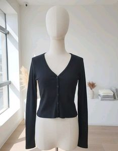 Ribbed Button-Down Top